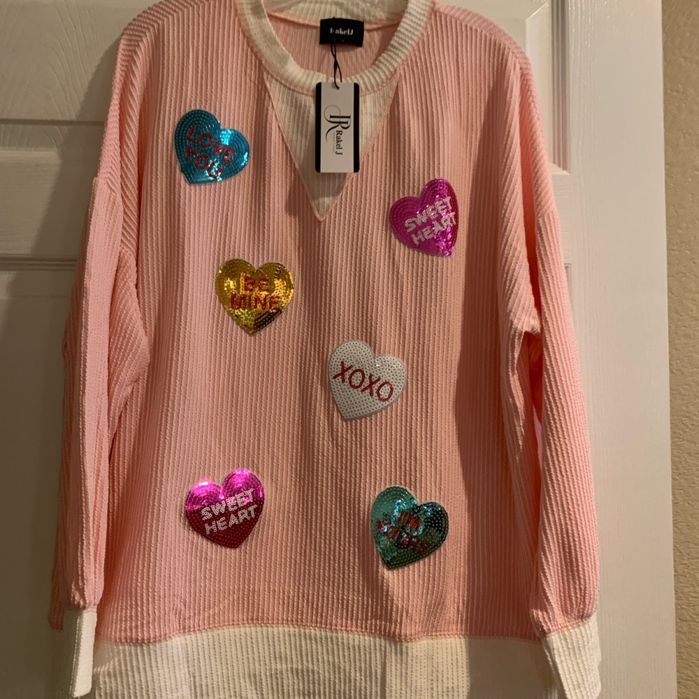 Pink Heart Patch Sweater